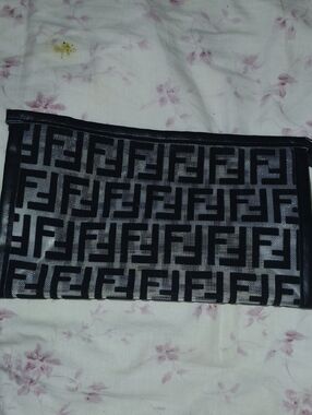 Black and Gray FF Logo Mesh Pouch/makeup Bag